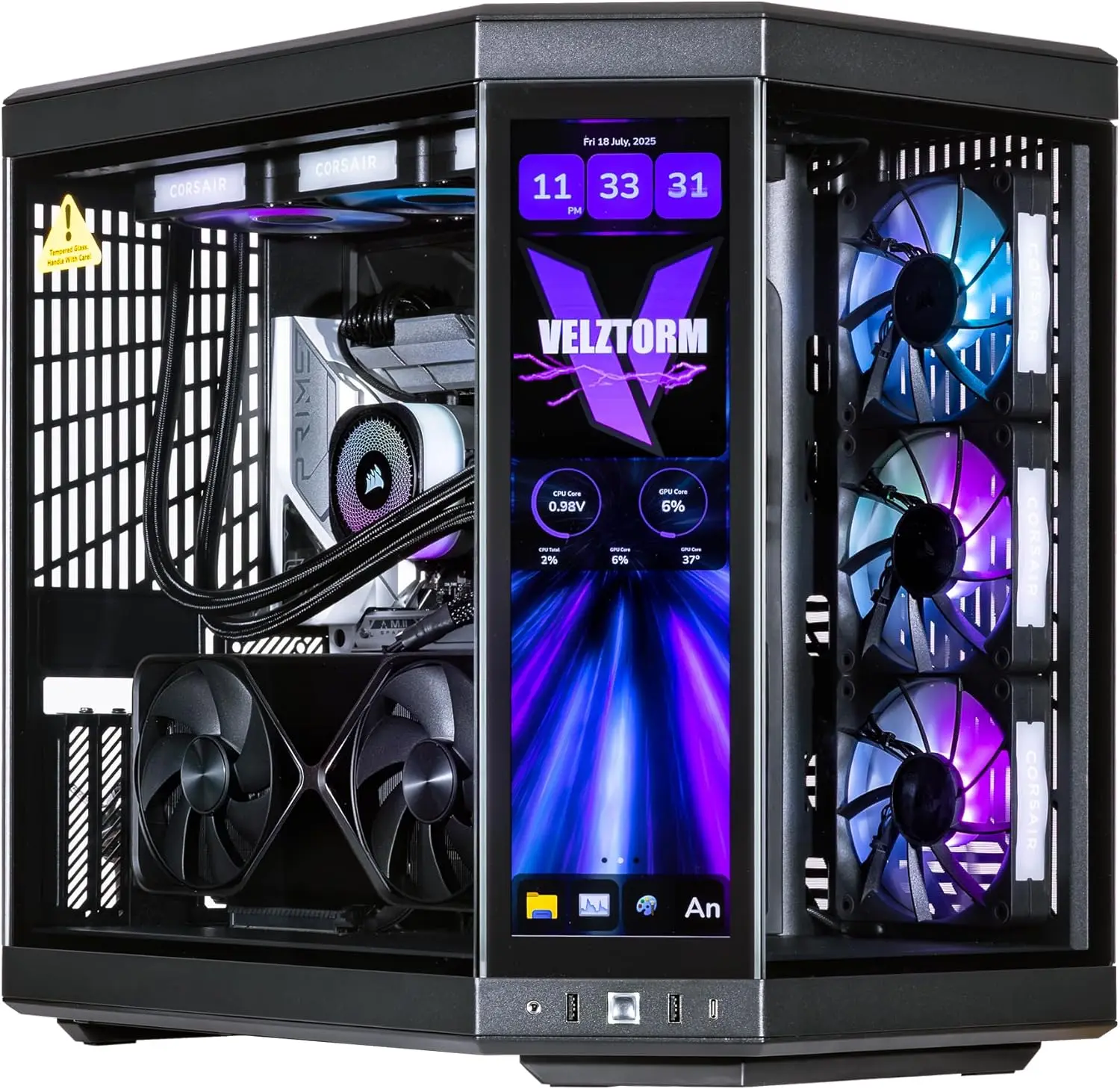 Rtx 5080 16Gb - Velztorm LCD Black Praetix Custom Built