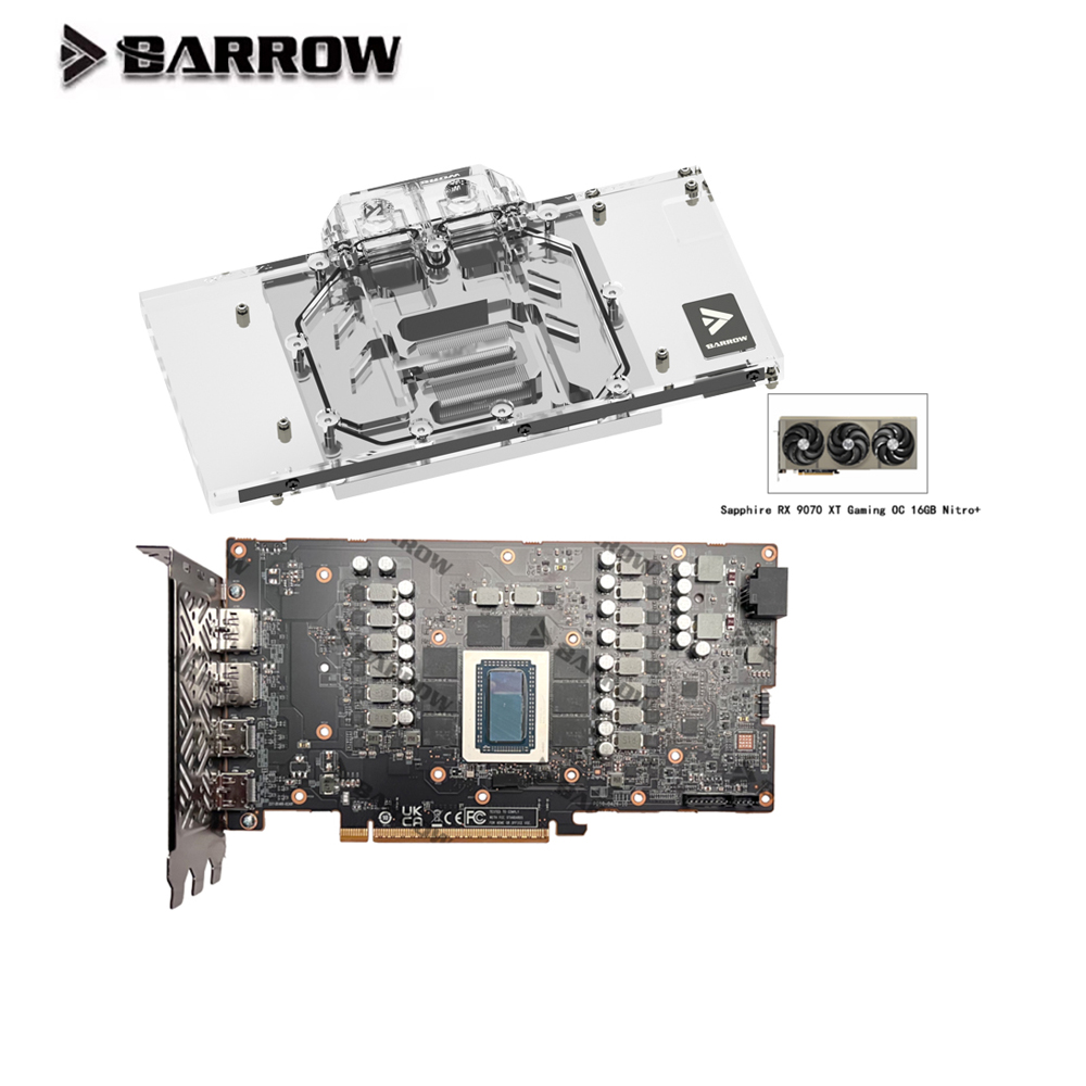 Barrow GPU Water Block For Sap - đánh giá và giá Rx 9070 16Gb