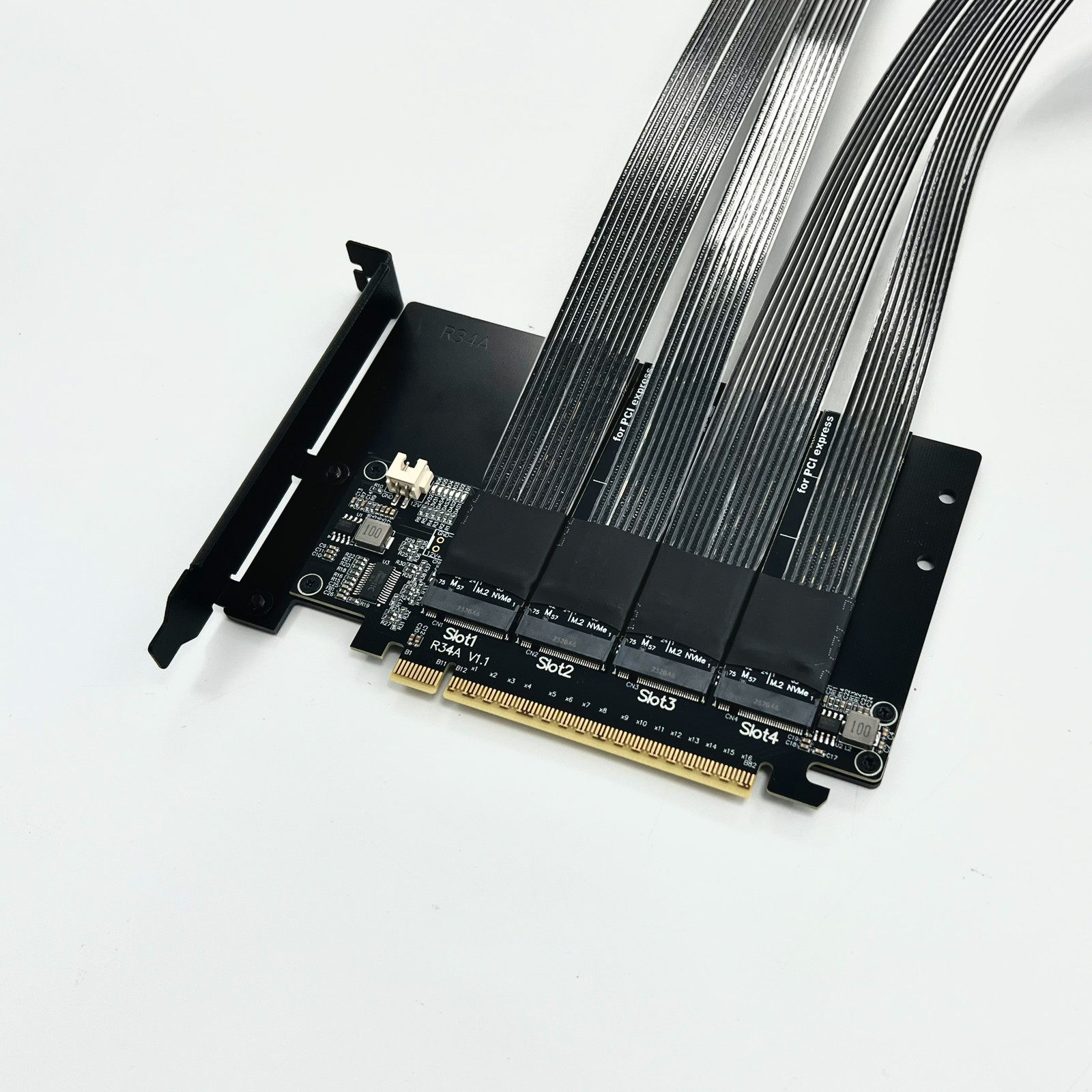 PCIe 5.0 X16 4*M.2 NVMe To X8  - đánh giá và giá Pcie 5.0 Gpu Riser Cable